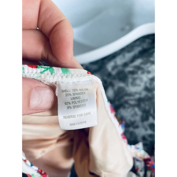 Garnet Hill Signature High-Neck Lattice One-Piece Swimsuit 6 Floral Print - Picture 6 of 6